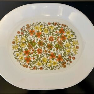 Corelle Oval Platter with Orange and Yellow Floral Design